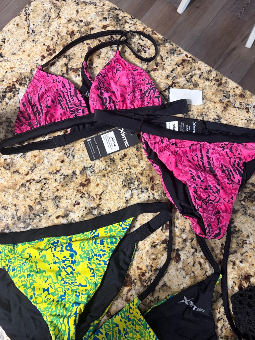X-Three Pink Animal-Print Triangle Bikini Top